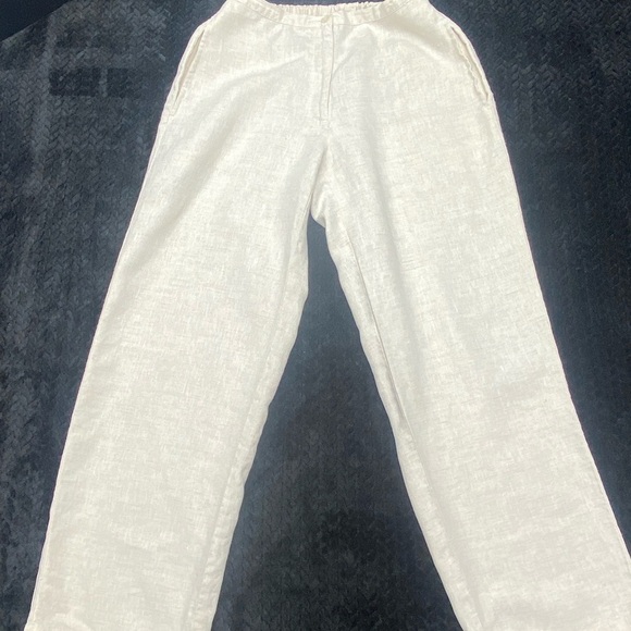 L.L. Bean Women’s Linen Pants 6P Tan Button/Zip Front Elastic Back OFFICE CHURCH - Picture 5 of 11